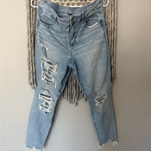 American Eagle Outfitters Women's Ripped Light Blue Jeans